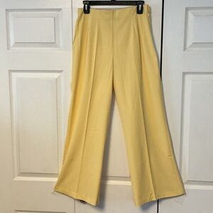 Elegant Yellow Wide Leg Women's Pants